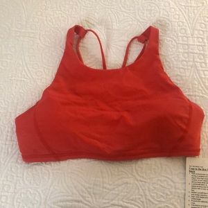 Lululemon High Neck Free to Be Bra in Coral